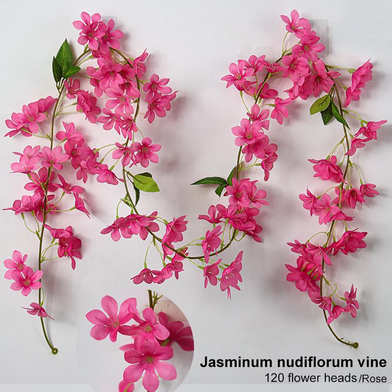 Guirlande de fleurs de cerisier artificielles de 186 cm, guirlande suspendue en soie Sakura pour mariage, jardin, arche, mur, décoration de fête à domicile