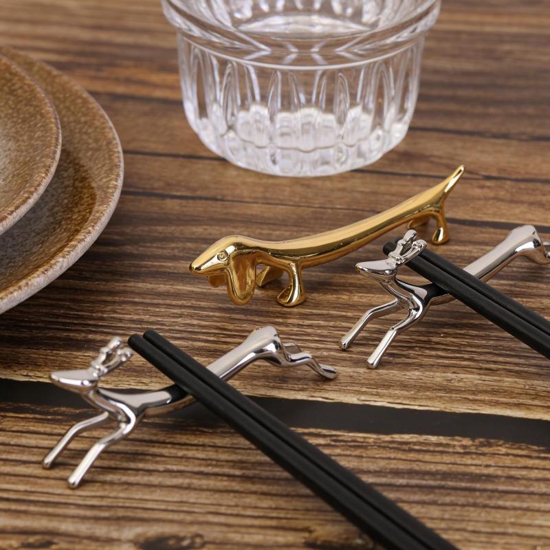 Zinc Alloy Cutlery Bracket Holder Silver Fawn /Little Dog Shape Cutlery Storage Cute Tableware Rack Holder Dinner Table Supplies