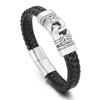 Punk Retro Style Stainless Steel Skull Leather Rope Bracelet Man's Fashion Charm Bracelet for Party or Gift