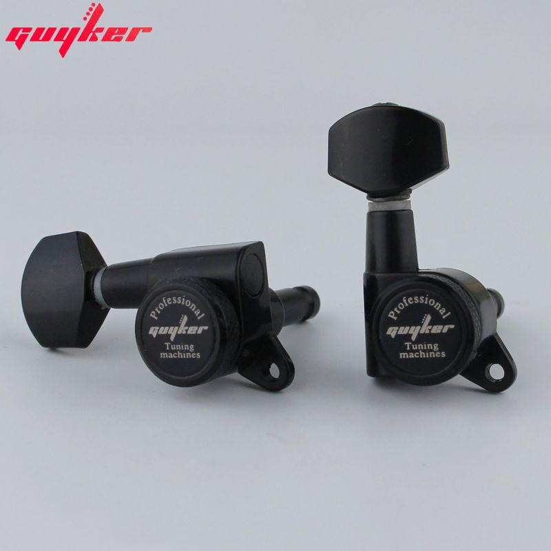 1 Set GUYKER Schwarze Locking-Gitarrenmechaniken Stimmmechaniken Übersetzungsverhältnis 1:18