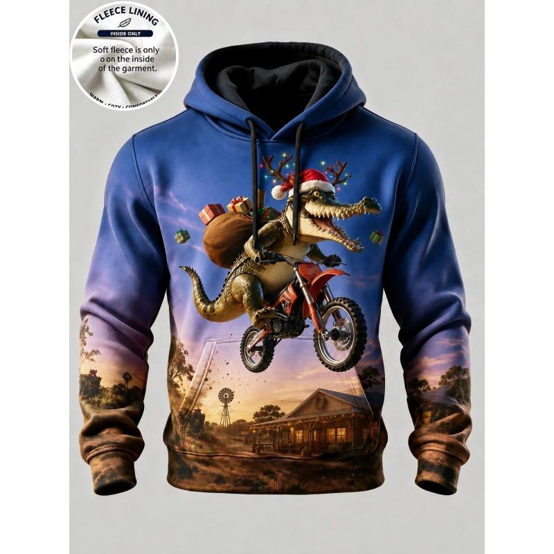 3D Print Christmas Fleece Hoodie Retro Santa With Coffee Cup Snowflake Pullover Long Sleeve Kangaroo Pocket Xmas Sweatshirt