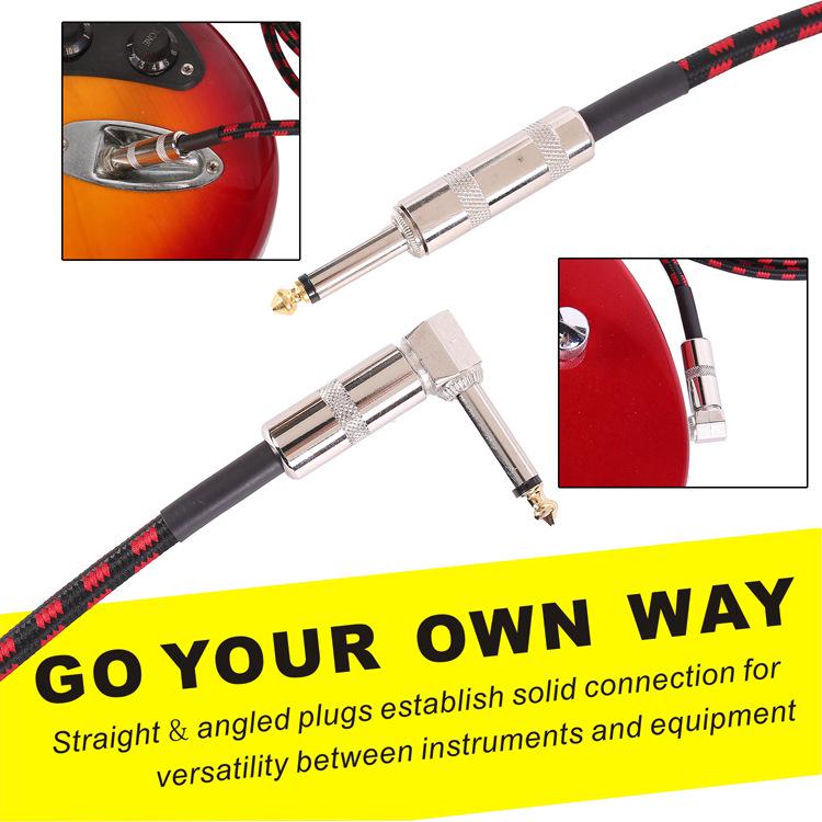 3m/6m Noise-Reducing Elbow Audio Cable for Acoustic/Electric Guitars and Bass