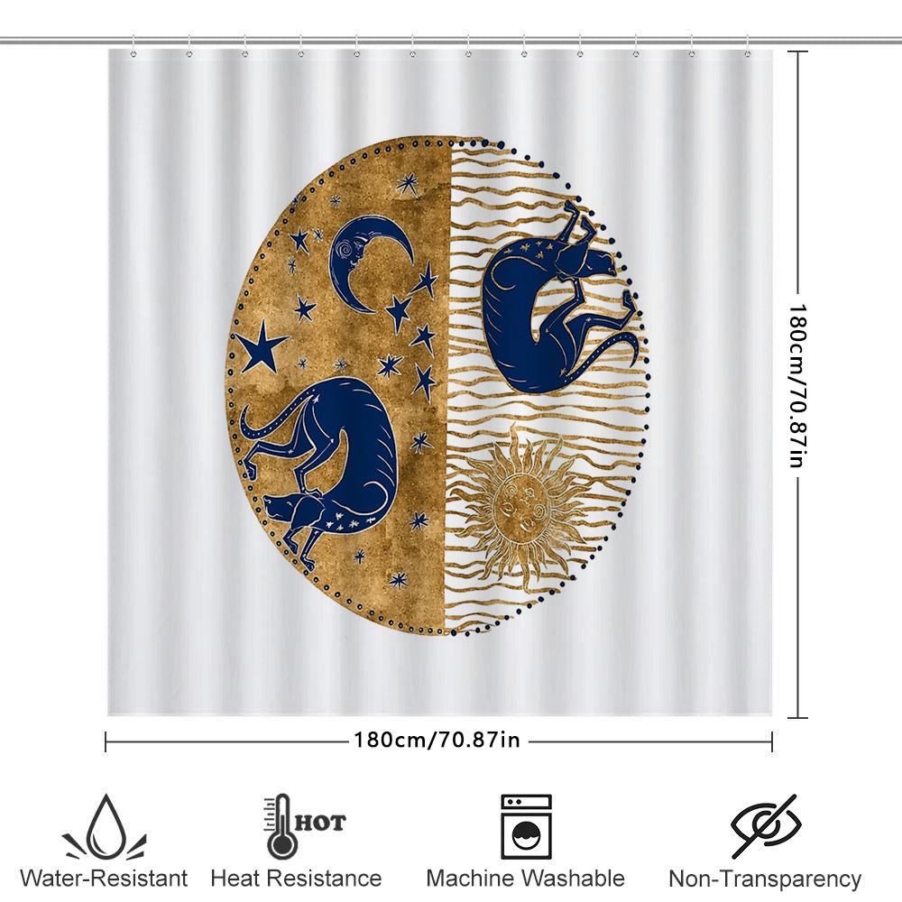 Zodiac Shower Curtain Aries Sign Bathroom Decor Space Galaxy Constellation Shower Liner Waterproof Home Decor Artistic Wall Hang
