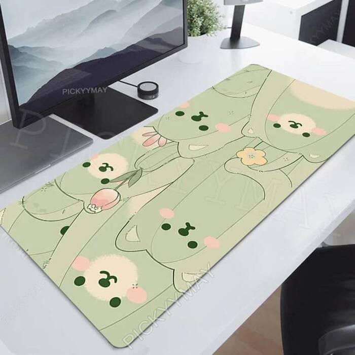 Cute Bunny Mouse Pad Purple Flower Large Gamer Mousepad Keyboard Mat XXXL Mouse Mats Kawaii Rubber Desk Pad Xcm Desk Rugs