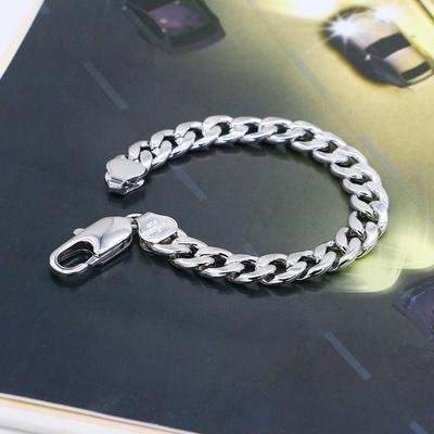 Punk Takı 925 Gümüş Bilezik Erkek Kalın Bağlantı Zinciri 8MM Bilezik Bilezik