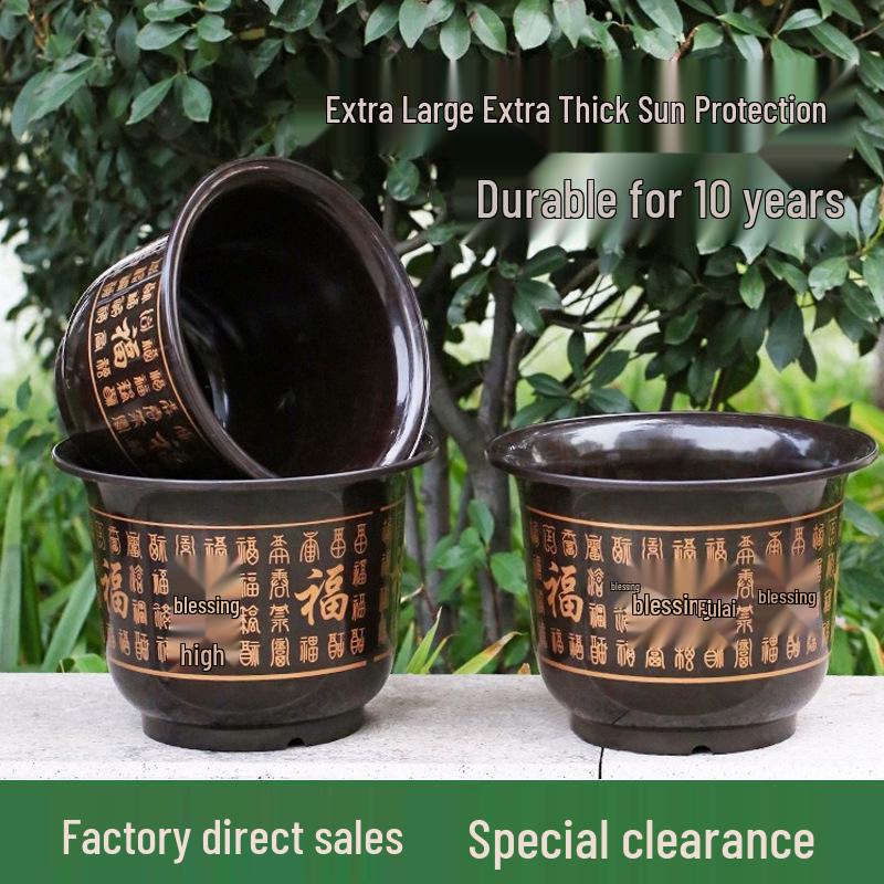 Extra Large Durable Plastic Flower Pot with Tray