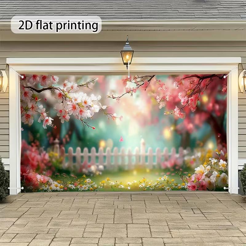 

2D Pastel Cherry Blossom Garden Garage Door Banner for Yard and Festival Use 47.2x31.5inch/120*80cm