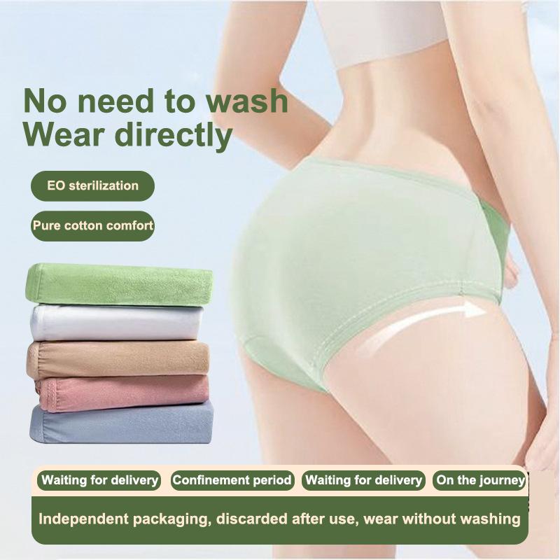 5Pcs/Set Women Cotton Disposable Panties Free Washing Portable Postpartum Monthly Shorts Daily Underwear For Business Trips