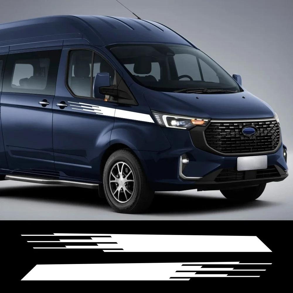 2PCS Car Body Door Side Stripes Stickers Self-adhesive Auto Body Styling Decoration Sticker Accessories For Ford Transit Tourneo