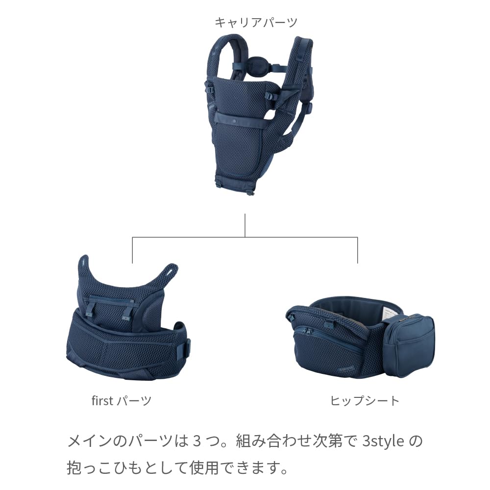 Beren First Set Indigo Blue Baby Carrier Can Be Used from Newborns Baby Carrier with Hip Seat Front of Neck Sitting Ergonomic Mesh Multifunctional