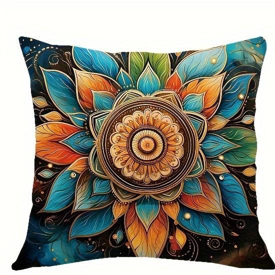 Colorful Mandala Patterned Throw Pillow Covers Pattern Cushion Cover Suitable For Sofa Bedroom Car Pillow Cover