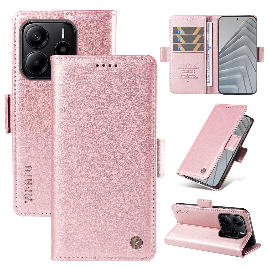 For Xiaomi Redmi Note 14 4G (163.25x76.55x8.16mm) Wallet Phone Case YIKATU YK-003 Leather Stand Cover