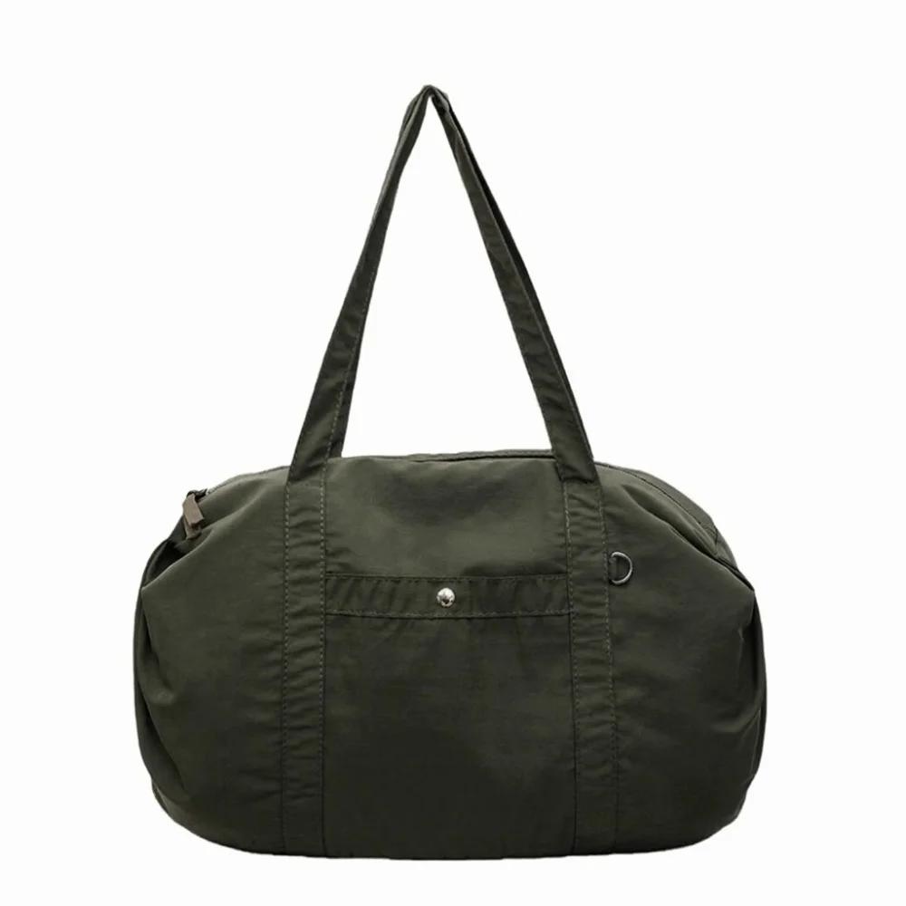 Solid Nylon Totes Bag Versatile Large Capacity Overlarge Drawsting Bag Light Weight Casual Women's Commutting