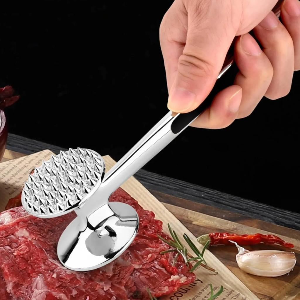Solid Double Sided Meat Hammer Breaking Tendon Hammer Slapper Heavy Duty Durable Meat Loosening Hammer Needle Kitchen Tool