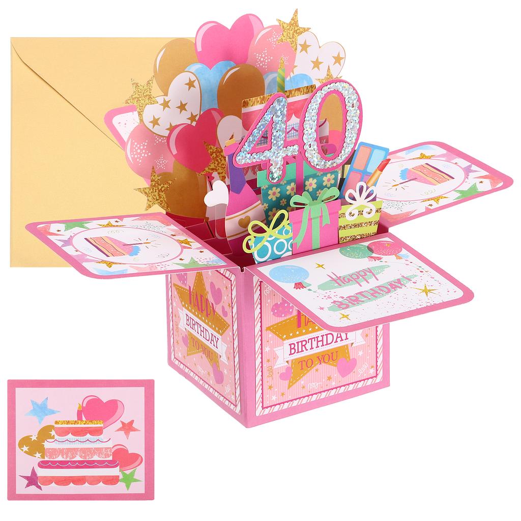 Uxcell 3D Unique Pop Up Birthday Card Kids Boy Baby Shower First Birthday Party Greeting Cards Handmade Miniatures Postcard Gift