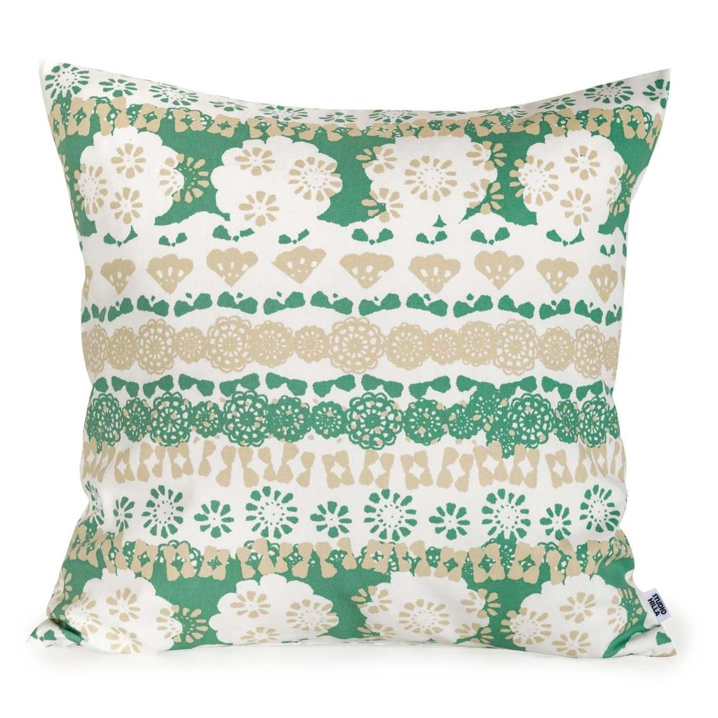 LDnext Rene Due Studio Hilla Cushion Cover, Vegetable Garden Green, Approx. 45 x 45 cm, Made in Japan, 71400510