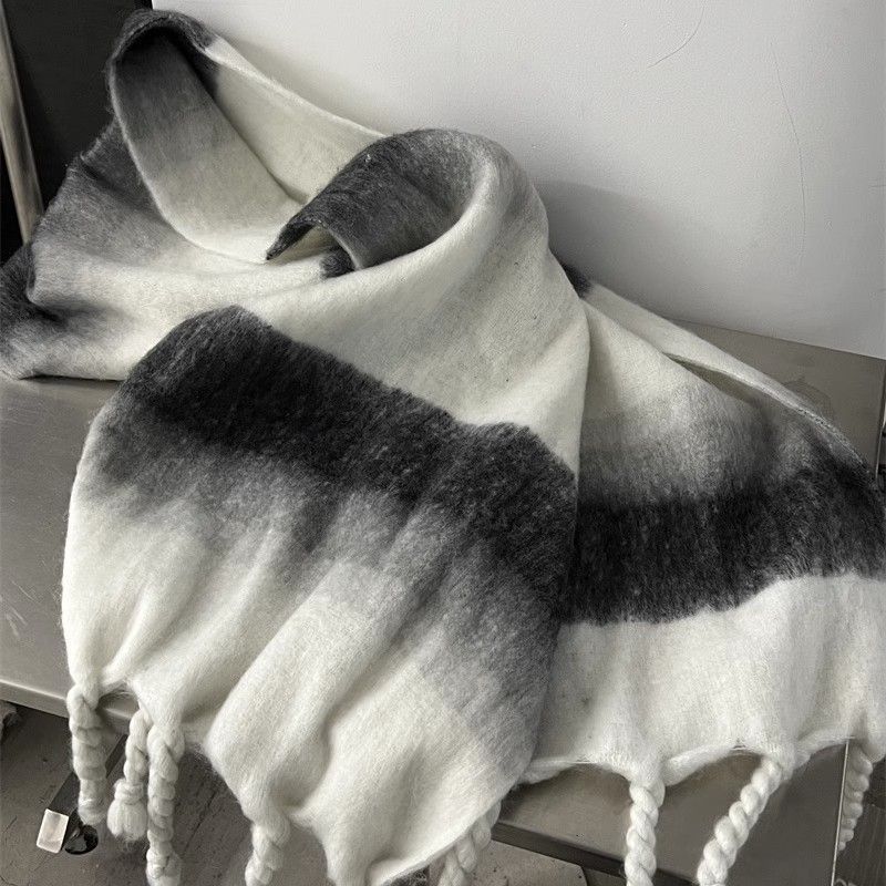 Autumn and Winter Imitation Cashmere Scarf Thickened Mohair Extra Long Version Advanced Gradient Color Warm Shawl Couple Neck Scarf New