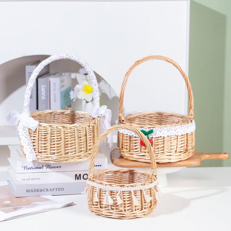 Tassel Princess Flower Basket: Woven Gift Basket for Wedding & Special Occasion Arrangements