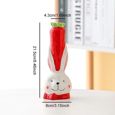 1PC Flower Bottle Flower Arrangement Carrot Rabbit Ceramic Vase Cartoon Bouquet Creative Home Decor