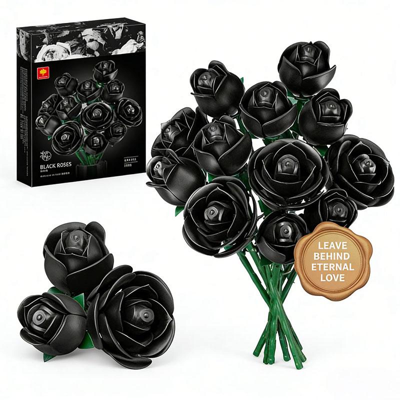 Creative 865Pcs Romantic Rose Flowers Bouquet Building Blocks DIY Peony Eternal Flower MOC Bricks Toys For Girls Valentine Gifts