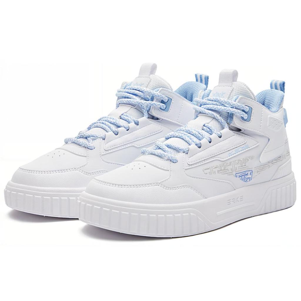 Erke Conquer Slip-Resistant Shock-Absorbing Wear-Resistant Mid-Top Sneakers Women sneakers White Blue 52122301427-001