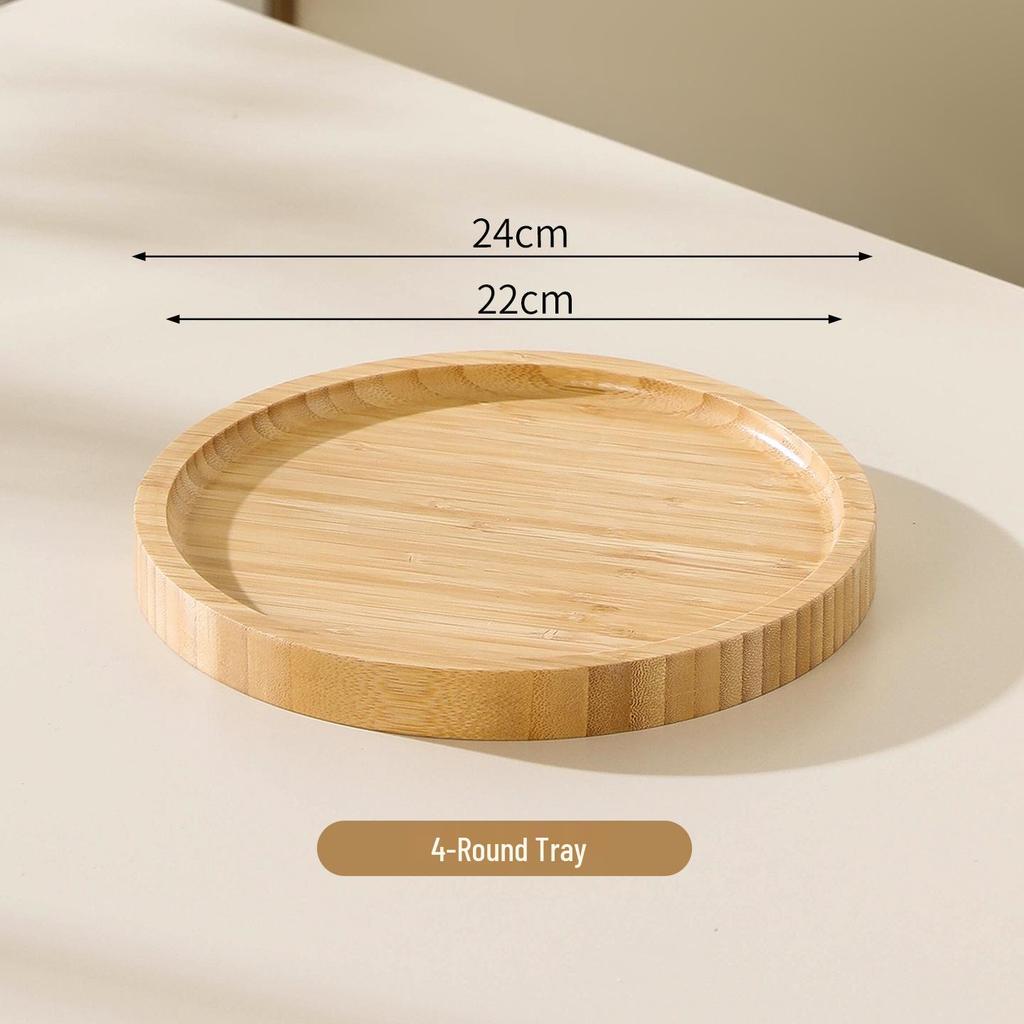 Japansk Stil Bamboo Träbricka: Rektangulär & Rund Middags- och Snackstallrik för Te, Frukt, Nordisk Display