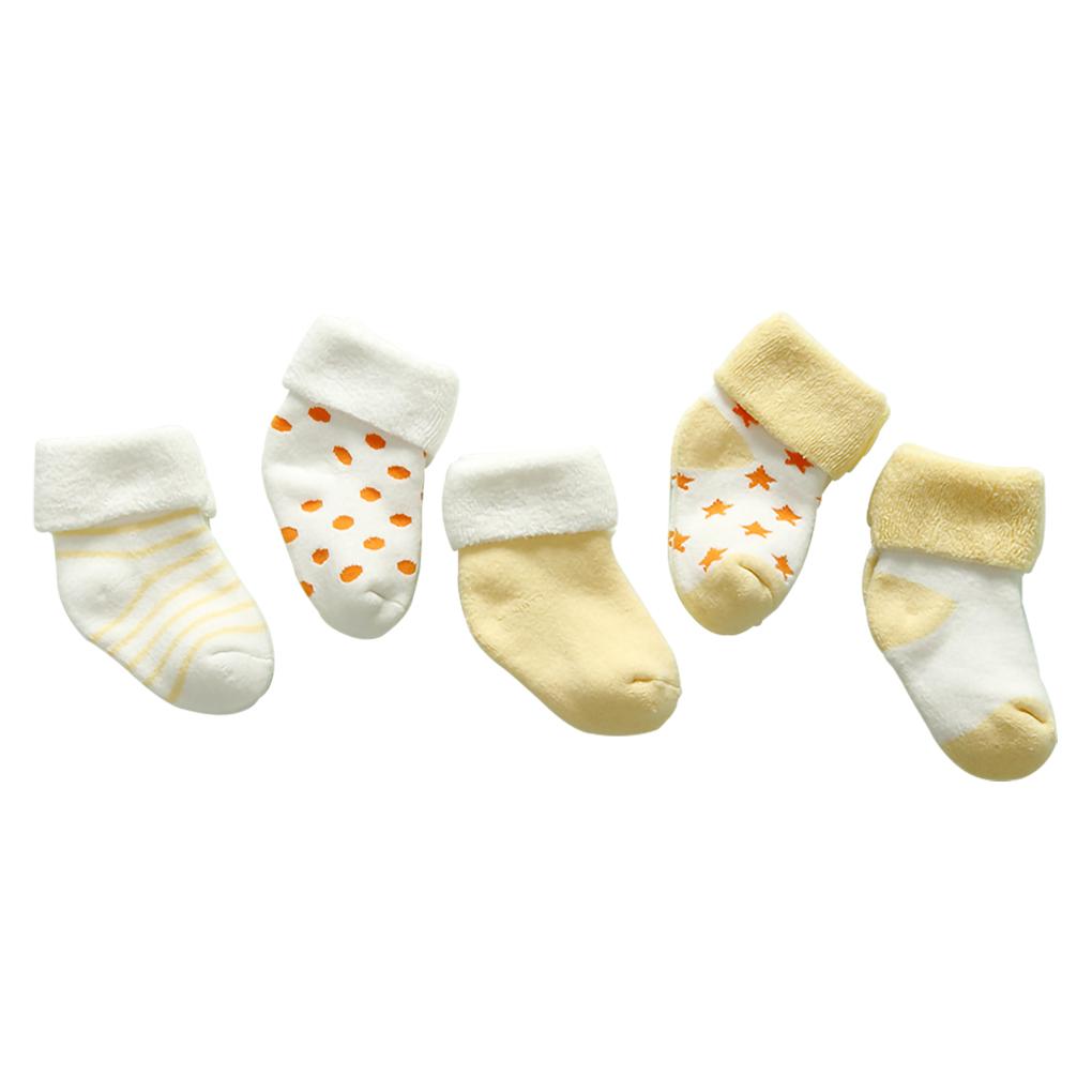 5 Pair Baby Cotton Socks Sets Newborn Socks Thicken Cartoon Comfort Cotton Infant Warm\-keeping Socks with Elastic Opening