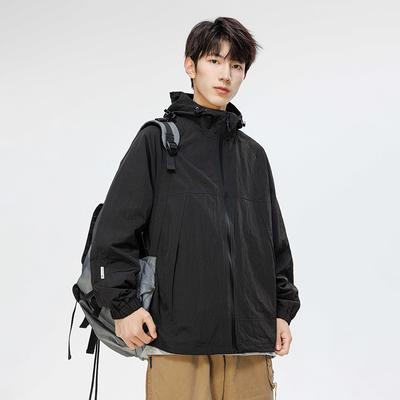Nowa kurtka wiosenno-jesienna męska z kapturem Modna odzież robocza Top Wszechstronna kurtka Outdoorowa casualowa kurtka