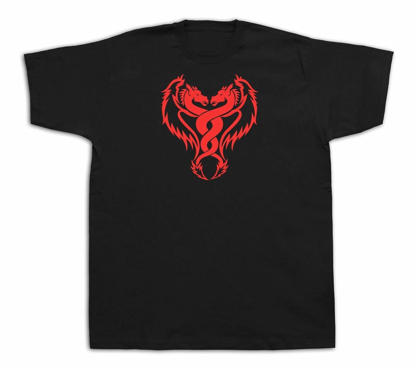 Red tattoo dragon scary monster funny cartoon sketch T shirt gift tee XL