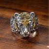 Retro Eye of God Tiger Head Zodiac Ring: Men's Adjustable Open Design