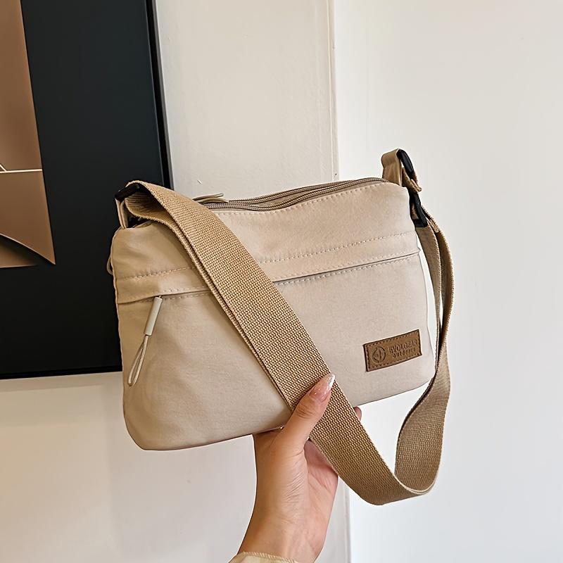 Nylon Square Messenger Bag - Lightweight, Fashionable, Multi-Layer Large Capacity with Adjustable Strap, Anti-Theft Travel Shoulder Bag in