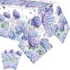 Peryiter 3 Pcs Spring Hydrangea Plastic Tablecloths Watercolor Flower Butterfly Tablecloth Disposable Table Cover Floral Table Cloth for Easter