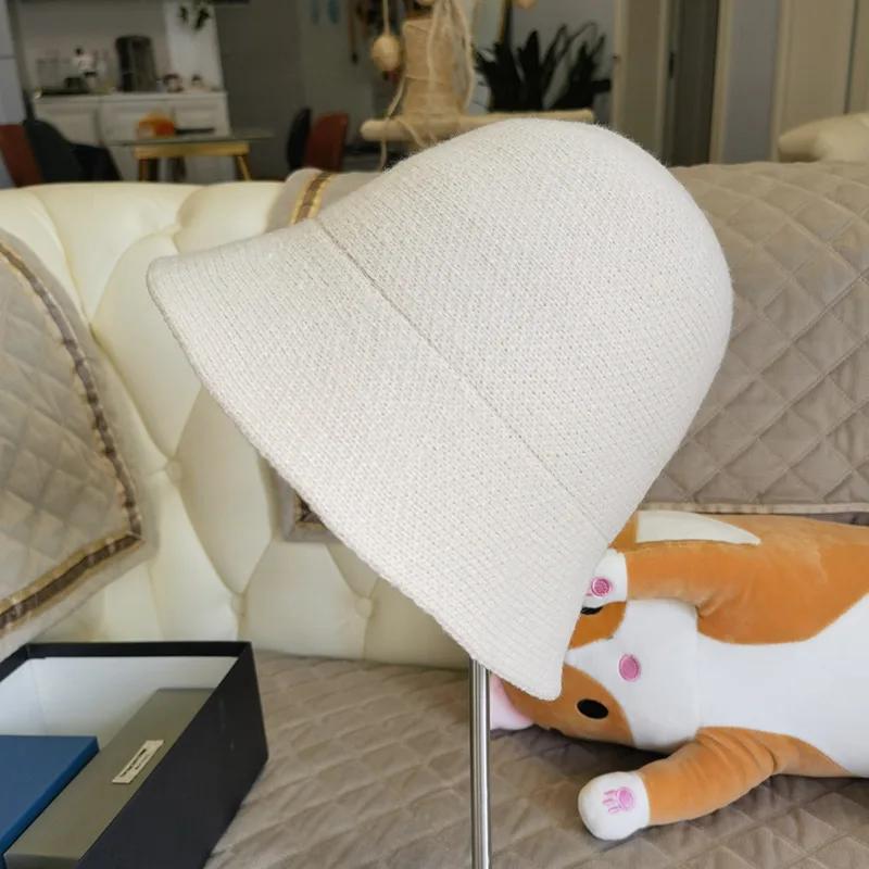 New Winter Hat Ins Wind Japanese Bucket Hats Korean Version Cute Knitted Hats Wool Bucket Hat For Women Mother Mum Gift