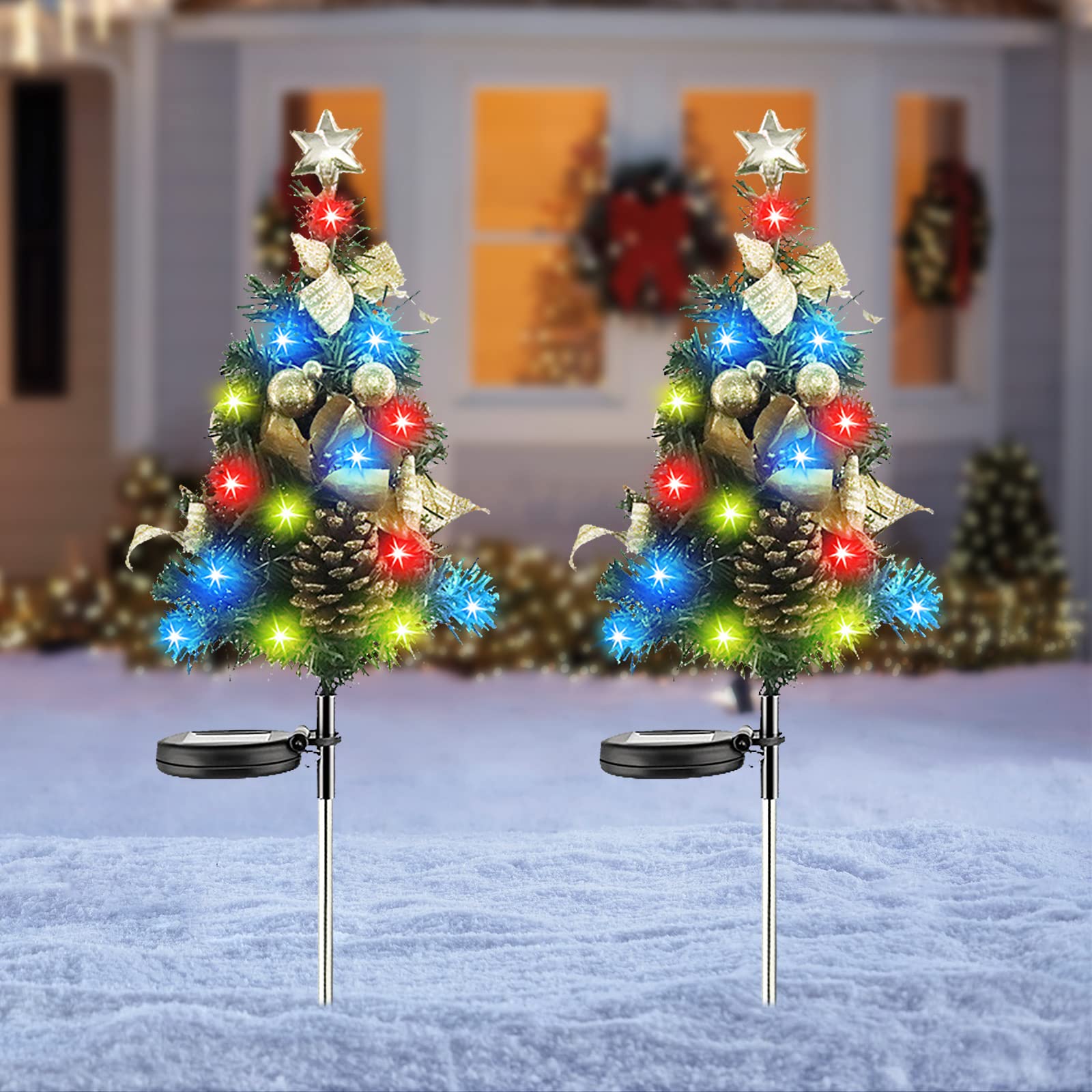

RunElves Christmas Outdoor Illumination Automatic Stylish Garden Christmas LED Solar Garden Decorative Set of 2 Decorations, Lights, Waterproof,