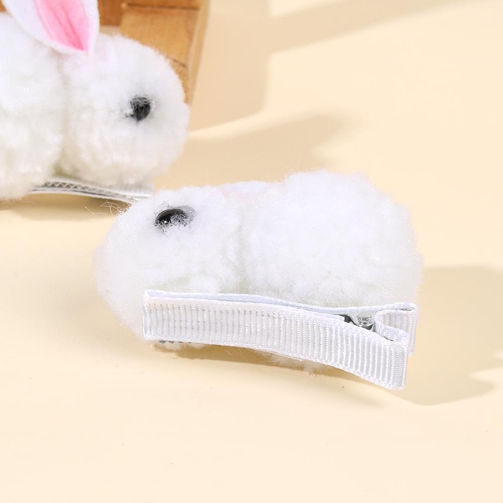 2Pcs Cute Bunny Hair Clips 3D Soft Hairball Plush Rabbit Hairpins For Baby Girls Children Headwear Ornaments Accessories Gifts