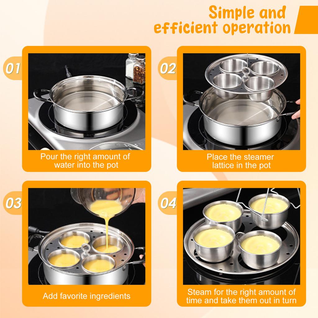 Stainless Steel Egg Pot with Egg Steaming Rack 2-in-1 Multi-purpose Steaming Pot for Stewing Soup Suitable for Household Use