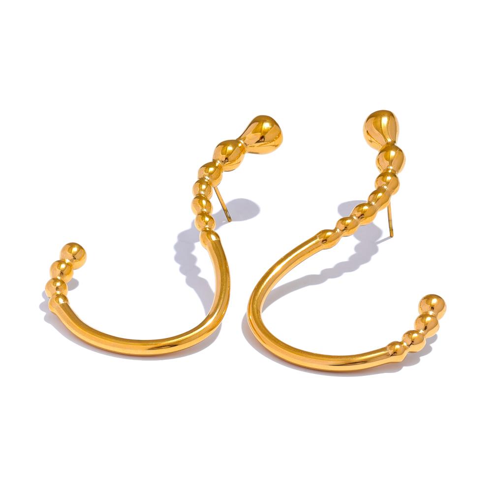 Yhpup Personalized Stainless Steel Geometric Unusual Large Earrings Gold PVD Plated Stylish Unique Exaggerated Jewelry