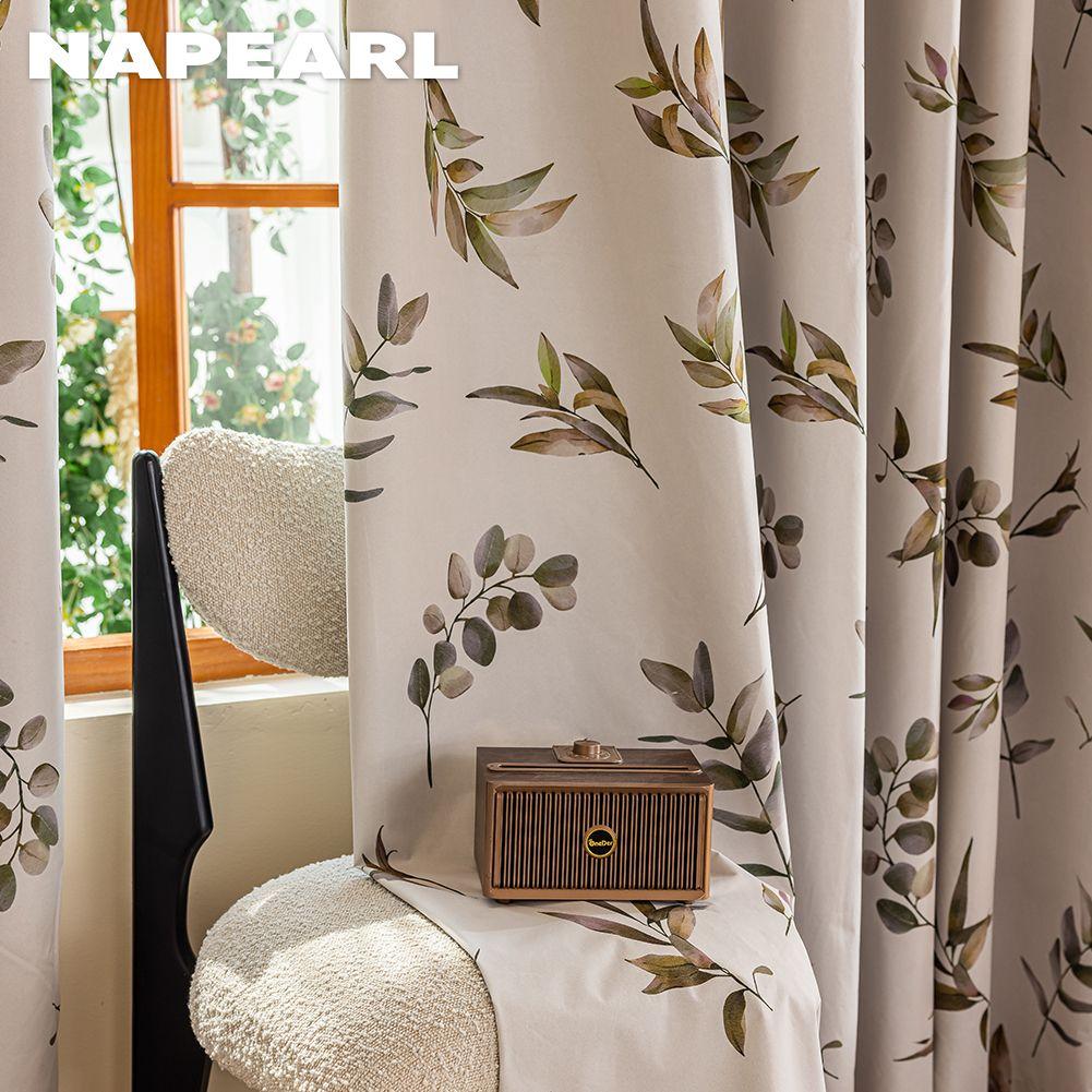 1PC NAPEARL 100% Blackout Curtains  American Countryside Style Plant Printed Curtains for Bedroom Living Room Balcony Window for Home Decor