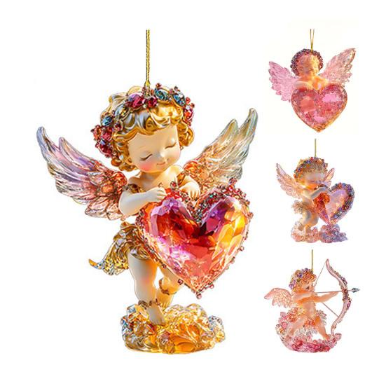 1/4Pcs Car Pendant Acrylic Scratch-Resistant Angel Heart Design Backpack Pendant Valentine Day Pendant Car Interior Accessor