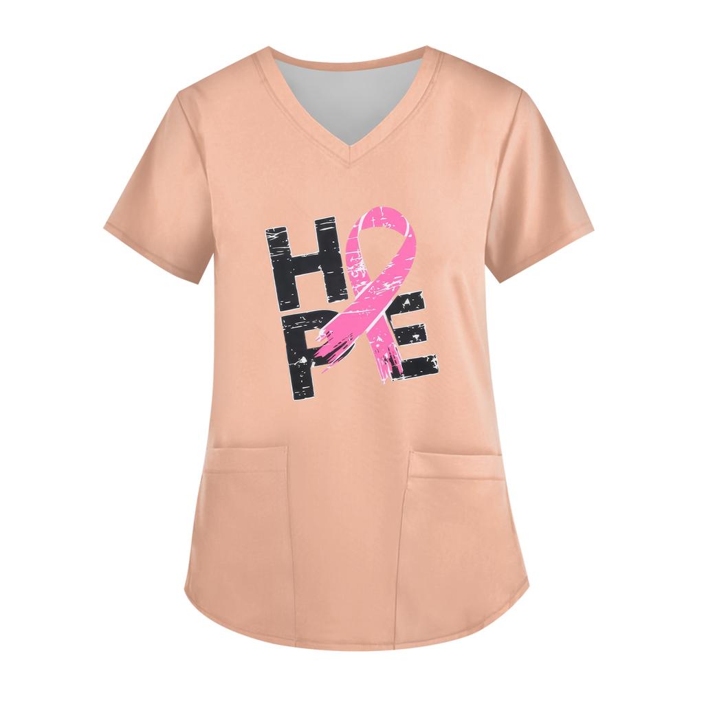 Women's V-Neck Short-Sleeve Pocketed Top With Side Slit