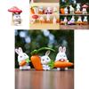 Cute Carrot Mushroom Cartoon Rabbit Mini Model Desktop Decor Ornament Set For Kids Playroom And Gift Use
