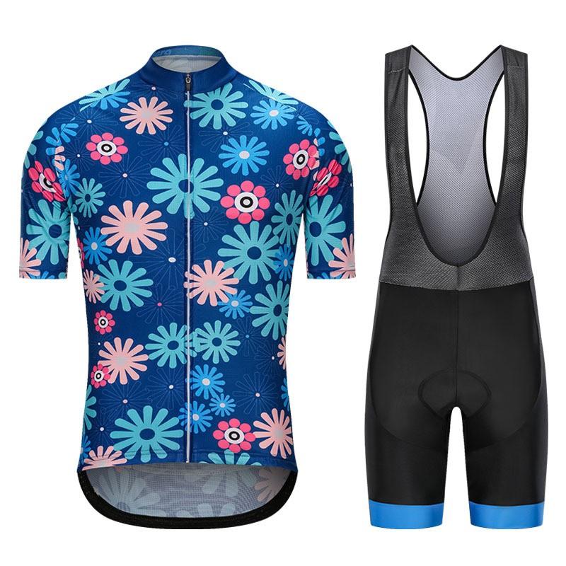 Men Women Cycling Jersey Bib Shorts Set Breathable Mountain Road Bike Outfit
