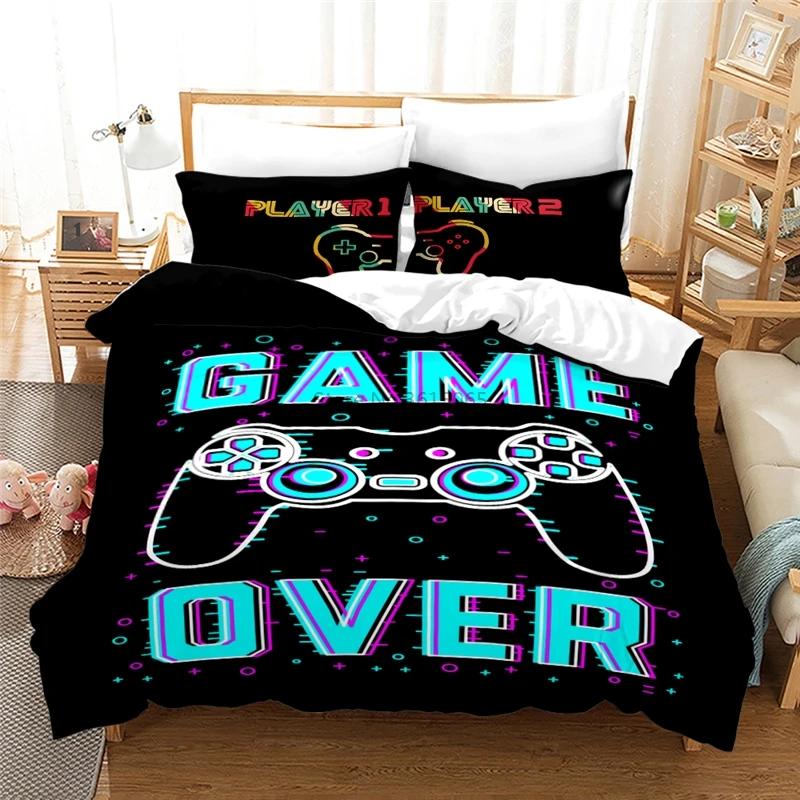 Black Games Gamepad Bedding Set Digital Printing Duvet Cover Set with Pillowcases Europe/Australia/USA Twin Full Queen King Size