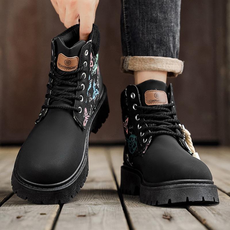 Men's British Style High Top Boots for Outdoor Travel Men's Non Slip Comfortable Fashionable and Versatile Casual Shoes