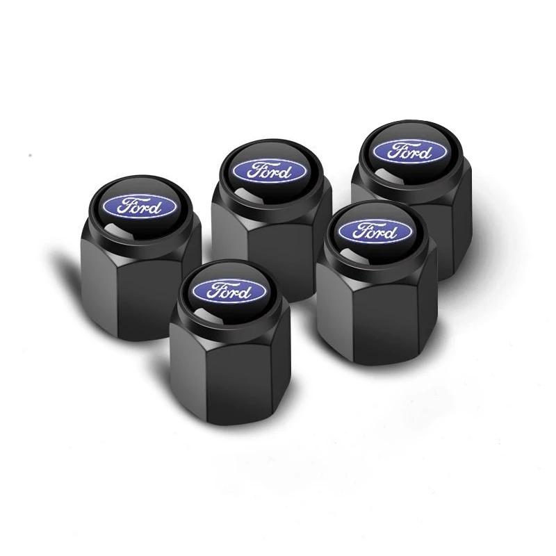 Car Sticker Ford 5pc Metal Car Logo Tire Wheel Cap Air Valve Stem Cover For Ford Fiesta Focus 3 4 MK3 MK4 Mondeo Ecosport Kuga F