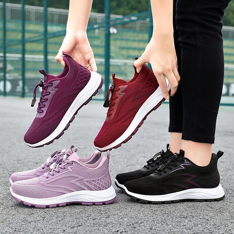 Mom shoes autumn cotton mouth walking shoes flying woven breathable casual shoes a women's shoes lightweight and comfortable mesh shoes