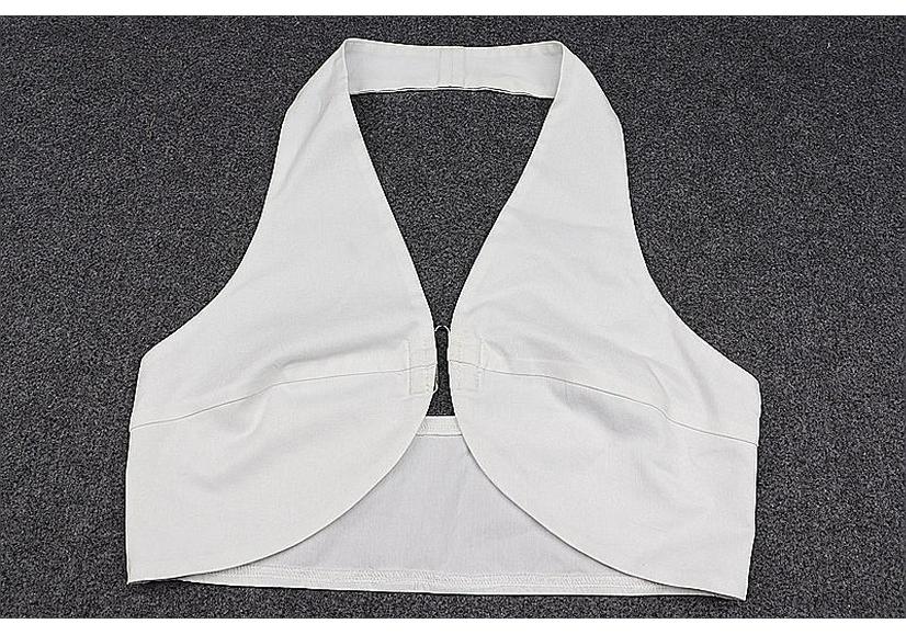 Gilet sexy da donna autunnale europeo e americano con scollo a V, schiena scoperta, allacciatura al collo con gancio