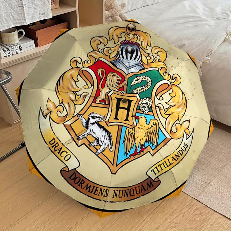 1PC Hogwarts Crest Automatic Folding Umbrella | Vibrant Motif & Compact Design for Everyone, On-the-Go Essential - Gift-Worthy Style Yy250930014