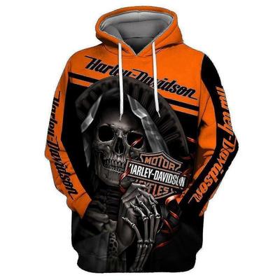 Novo Moletom 3D Caveira Harley-davidson com Capuz Blusão Pulôver Alta Qualidade