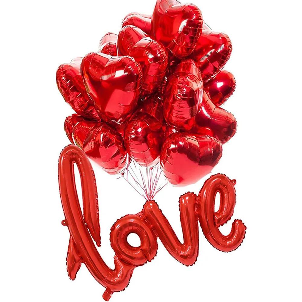 407pcs large red Love Letter balloon set 18 inch heart-shaped balloon rose petals Valentine's Day party anniversary decoration